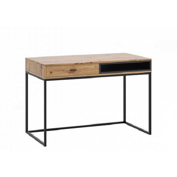 Veneti Písací stôl BEND -čierny / dub artisan